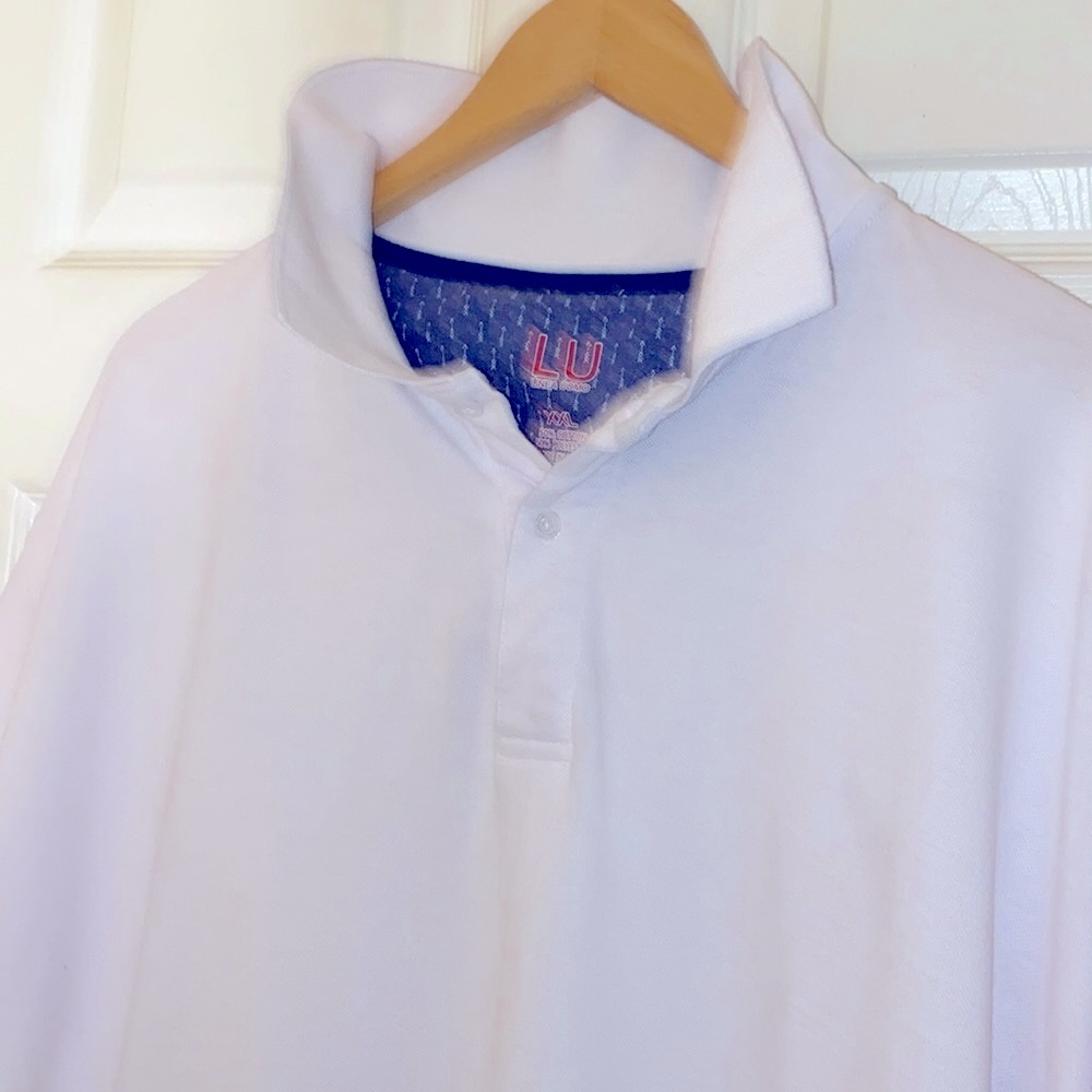 LU Linea Uomo Mens White 100% Cotton Collar White Short Sleeve  Shirt Size XXL